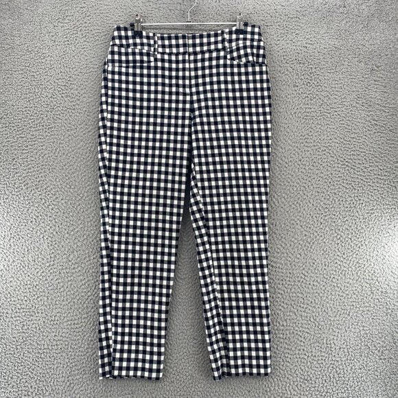 LOFT Pants Womens 4 Julie Riviera Black White Gingham Crop Capri Stretch Skinny - Picture 1 of 12